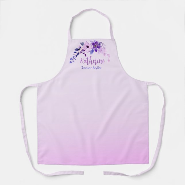 Personalised Lavender Elegance Stylist Apron (Front)
