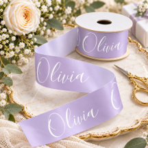 Personalised Lavender Elegant Name Satin Ribbon