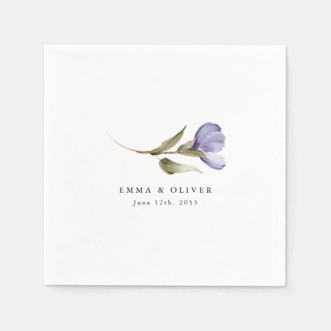 Personalised Lavender Floral Wedding Napkin (Front)