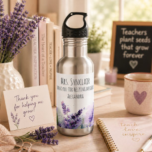 Personalised Lavender Flowers Teacher Appreciation 532 Ml Water Bottle