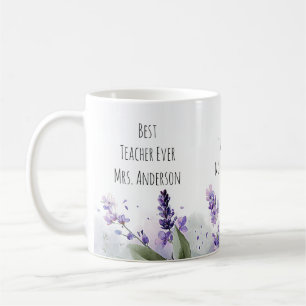Personalised Lavender Flowers Teacher Appreciation Coffee Mug