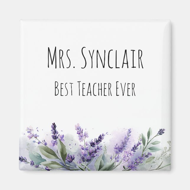 Personalised Lavender Flowers Teacher Appreciation Magnet (Front)