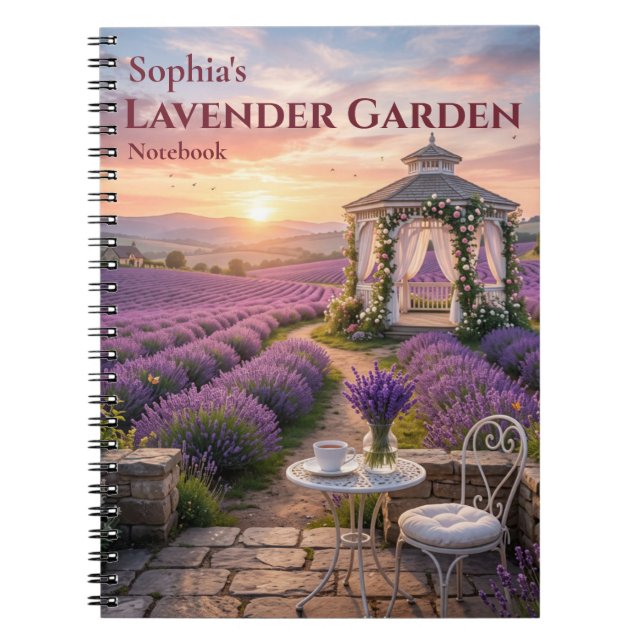Personalised Lavender Garden Spiral Notebook (Front)