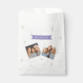 Personalised Lavender Gingham Floral Name Gift Favour Bags