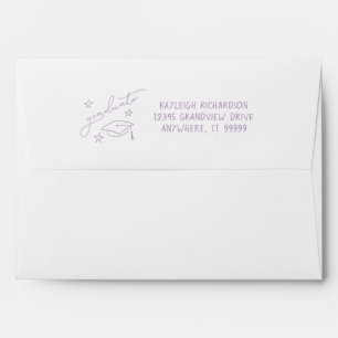 Personalised Lavender Hand Drawn Retro Graduation Envelope