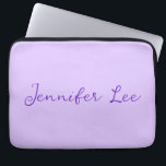 Personalised Lavender Laptop Sleeve<br><div class="desc">Add your choice of name or words to this sweet and simple design. This lovely pastel solid colour (colour) purple will enhance your item,  outfit,  wedding,  event or home decor!

Designed in Washington State,  USA by an independent artist. Thank you for your support!</div>
