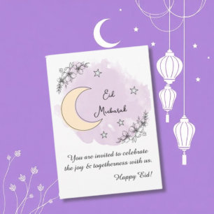 Personalised Lavender Line Art Eid Invitation