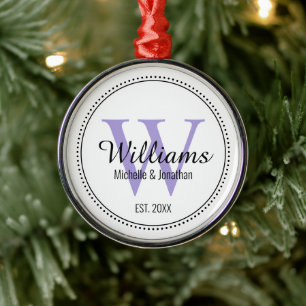 Personalised Lavender Newlywed  Metal Tree Decoration