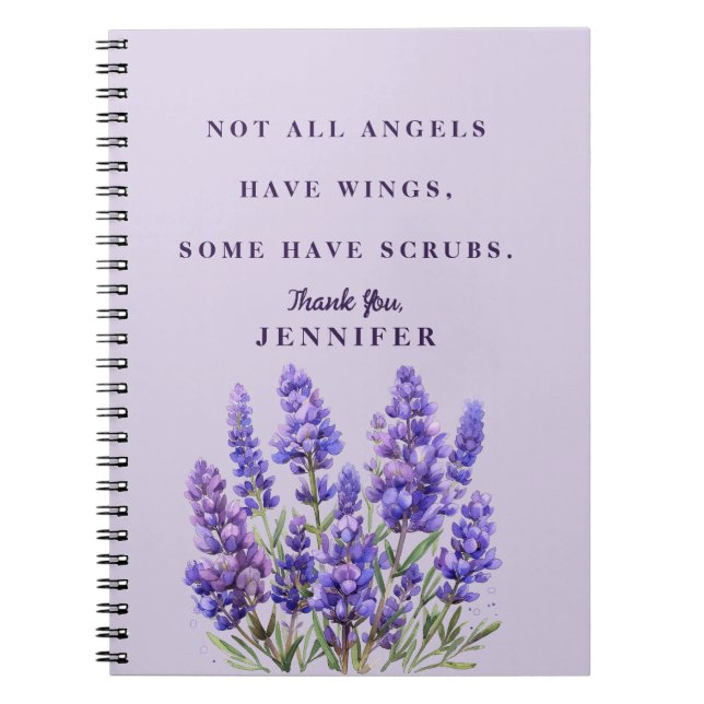 Personalised Lavender Nurse Thank You  Notebook (Front)
