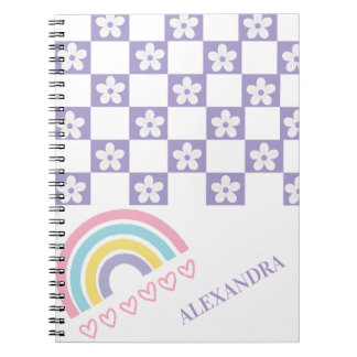 Personalised Lavender Pastel Rainbow Notebook