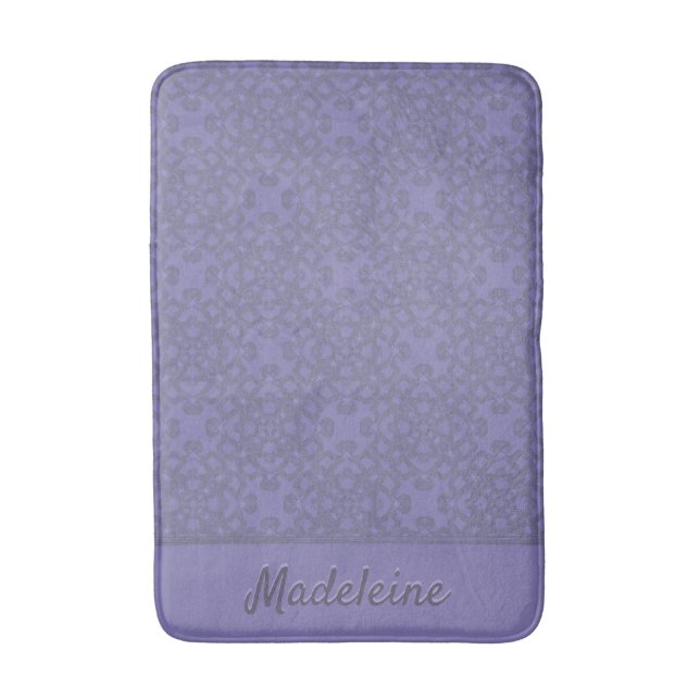 Personalised lavender pattern bath mat (Front Vertical)