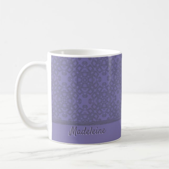 Personalised lavender pattern coffee mug (Left)