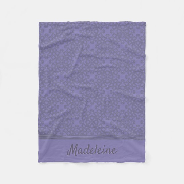 Personalised lavender pattern fleece blanket (Front)
