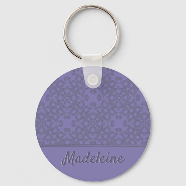 Personalised lavender pattern key ring (Front)