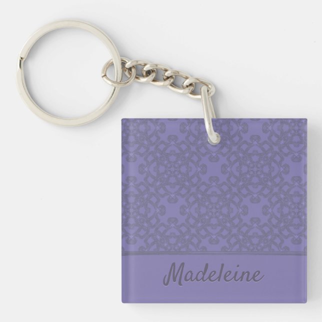 Personalised lavender pattern key ring (Front)
