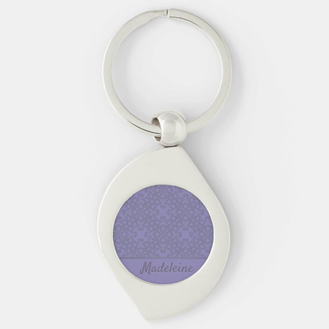 Personalised lavender pattern key ring (Front)