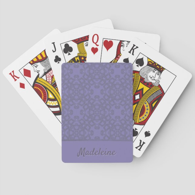 Personalised lavender pattern playing cards (Back)