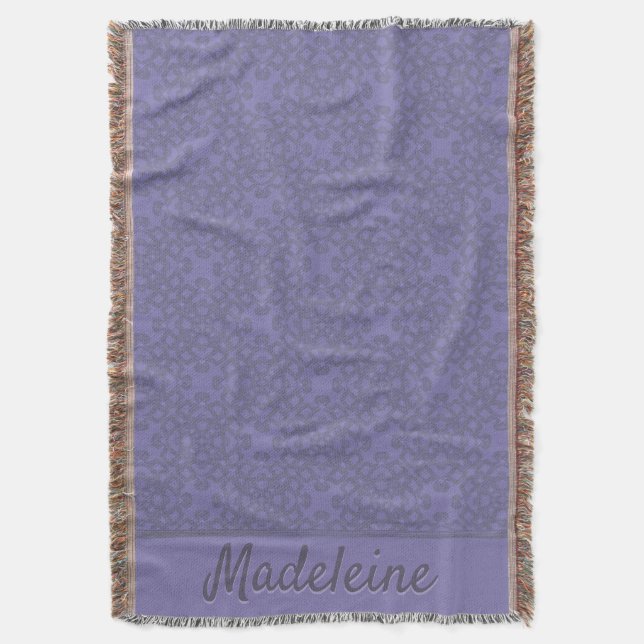 Personalised lavender pattern throw blanket (Front Vertical)