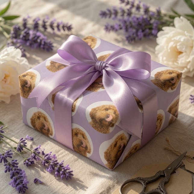 Personalised Lavender Pet Face  Wrapping Paper (Creator Uploaded)