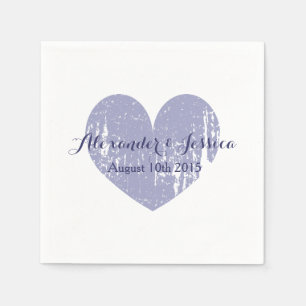 Personalised lavender purple heart wedding napkins
