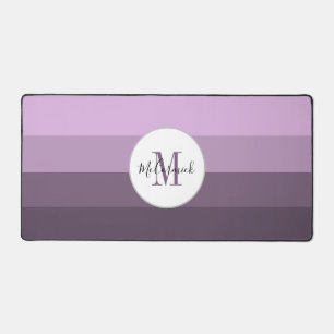 Personalised Lavender Purple Stripes Monogram Desk Mat