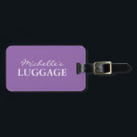 Personalised lavender purple travel luggage tag<br><div class="desc">Personalised lavender purple travel luggage tag for bags and suitcases. Elegant typography template. Sophisticated accessory. Customisable background colour. Add your own name to this template. Personalised solid colour design.</div>