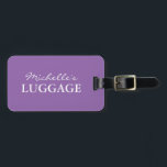 Personalised lavender purple travel luggage tag<br><div class="desc">Personalised lavender purple travel luggage tag for bags and suitcases. Elegant typography template. Sophisticated accessory. Customisable background colour. Add your own name to this template. Personalised solid colour design.</div>