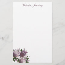 Personalised Lavender Rose Floral Stationery Paper