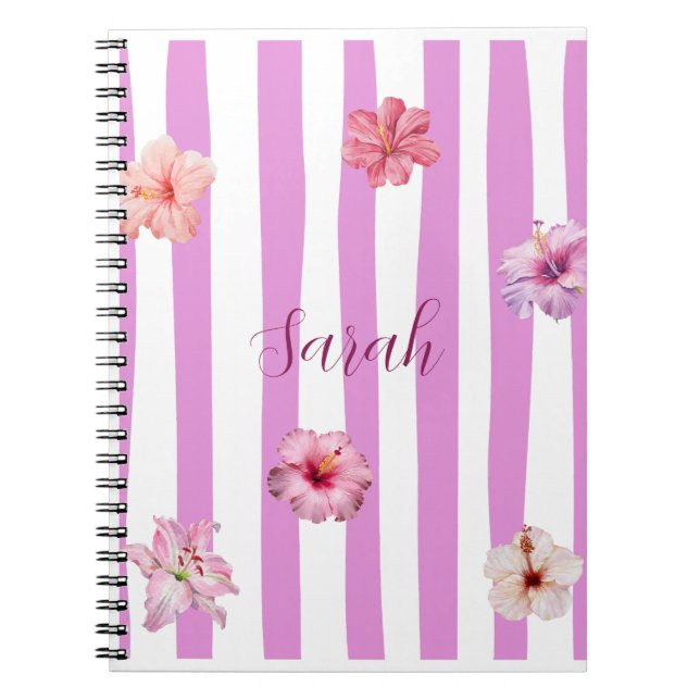 Personalised Lavender Watercolor Floral notebook (Front)
