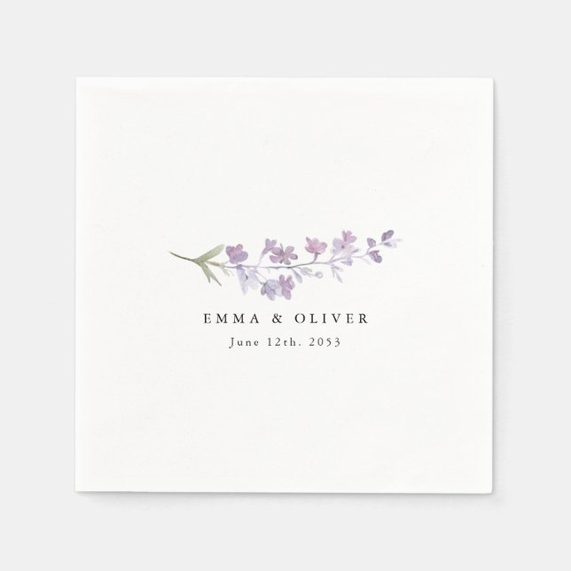 Personalised Lavender Wildflower Wedding Napkin (Front)