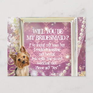 Personalised Lavender Will You Be My Bridesmaid Invitation Postcard