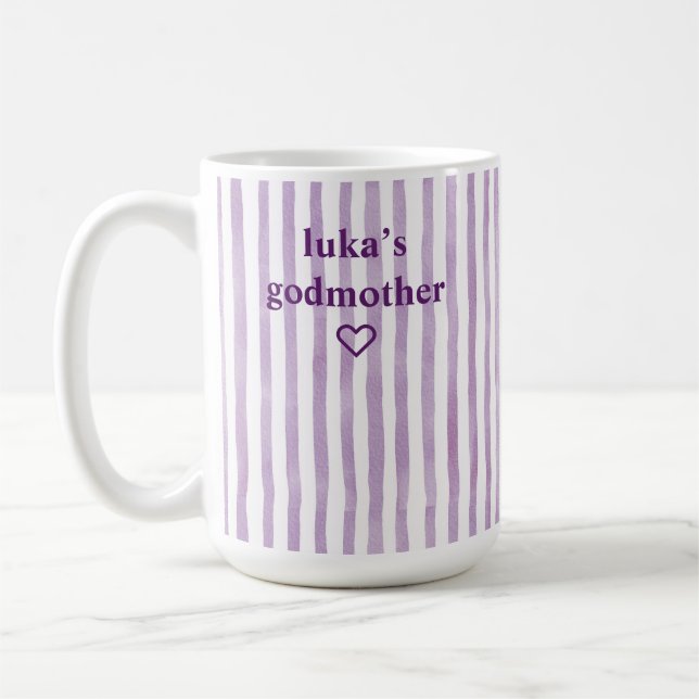 Personalised LavenderStriped Godmother Coffee Mug (Left)
