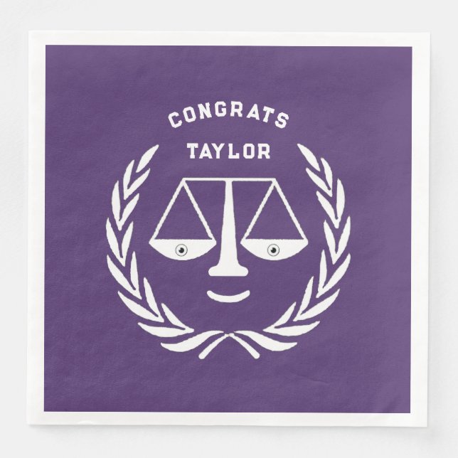 Personalised Law School Grad Party Napkin (Front)