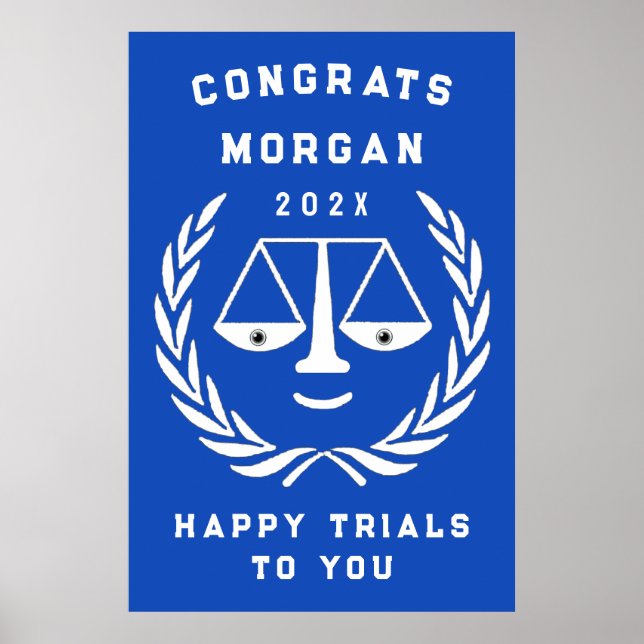 Personalised Law School Graduation Party Poster (Front)