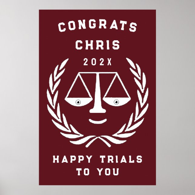 Personalised Law School Graduation Party Poster (Front)