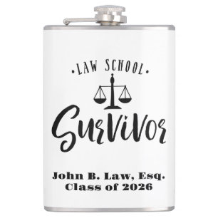 Personalised Law School Survivor Graduation Hip Flask