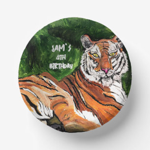 Personalised - Lazy Tiger - Birthday Paper Plates