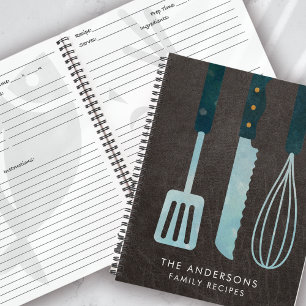 Personalised Leather Kitchen Utensils Recipe Book