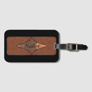 Personalised leather look & Monogrammed Luggage Tag