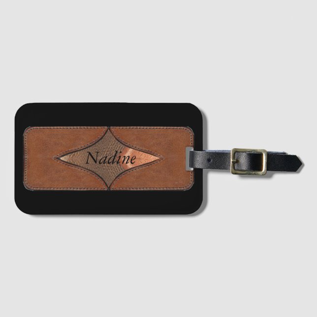 Personalised leather look & Monogrammed   Luggage Tag (Front Horizontal)