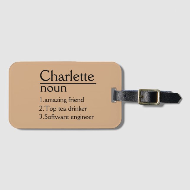 Personalised leather luggage tag, Personalised tra Tag (Front Horizontal)