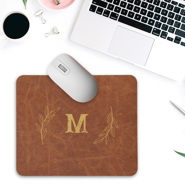 Personalised Leather Mousepad, Custom name initial Mouse Pad (Creator Uploaded)