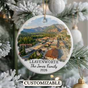 Personalised Leavenworth Ornament, Washington Ceramic Tree Decoration