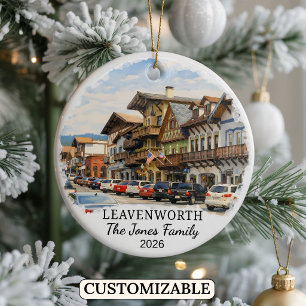 Personalised Leavenworth Ornament, Washington Ceramic Tree Decoration