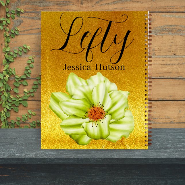 Personalised Left-Hand Gold Floral Name Gift Girls Notebook (Creator Uploaded)