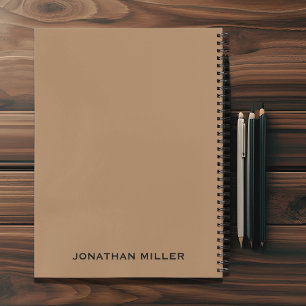 Personalised Left-Handed Tan Black Typography Notebook