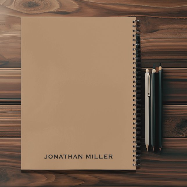 Personalised Left-Handed Tan Black Typography Notebook (Creator Uploaded)