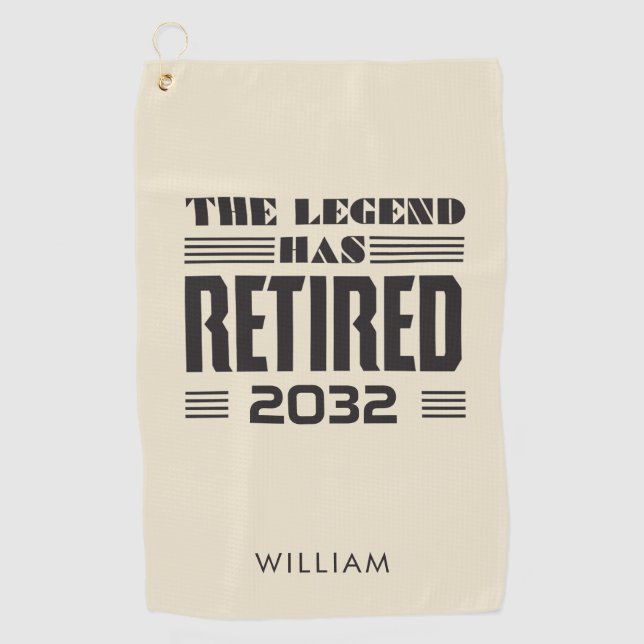 Personalised Legend Has Retired Boss Coworker Golf Towel (Front)