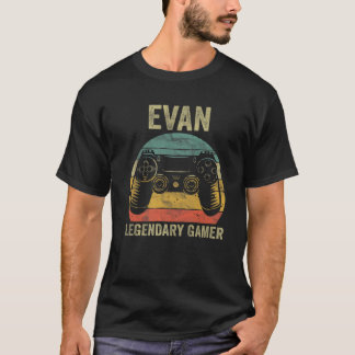 Personalised Legendary Gamer Evan Name Video Gamer T-Shirt