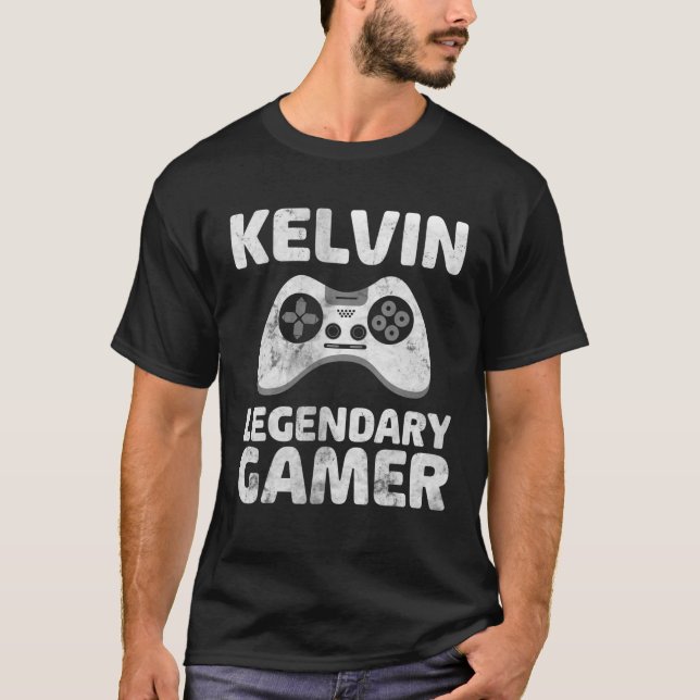Personalised Legendary Gamer Kelvin Name Video Gam T-Shirt (Front)